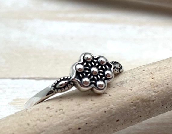 Circle Filigree Boho Ring - .925 Sterling Silver Beaded Band, Sizes 5-10 - View #13