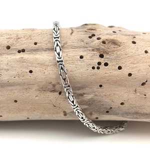 Handgjort 3 mm oxiderat sterlingsilver bysantinskt armband bild 4