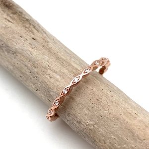 Rose Gold Infinity Ring 2mm / Rose Gold Eternity Ring / Simple 18K Rose Gold Plated Ring / 925 Sterling / Size 4, 5, 7, 8, 9, 10