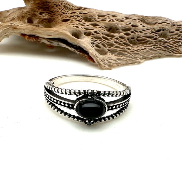 Onyx Multi Band Ring 5-10 / 925 Sterling / Schwarzer Onyx Western inspirierter Ring /