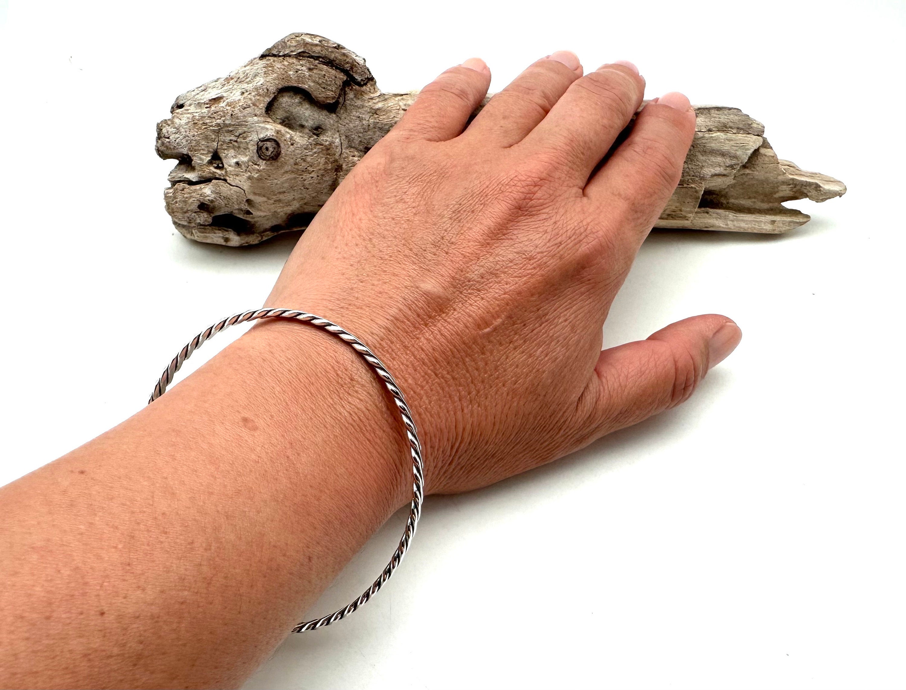 17B バングル ツイスト ロープ 925S シルバーウィーブバングル7～8