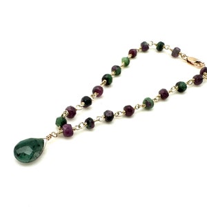 Green Pink Tourmaline Gold Bracelet // October Birthstone // Natural Green Pink Tourmaline 7” // 18K Goldfill