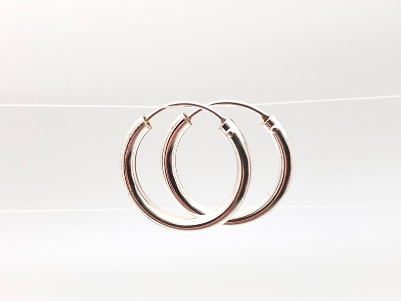 Small 14mm Endless Hoop Earrings 14mm X 2mm Small Silver - Etsy