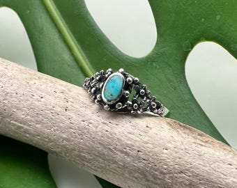 Turquoise Flower Silver Ring 4-10 / Little Flowers Turquoise Ring