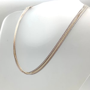 Mix Metal Multi Strand Chain 17 inches / Gold, Silver, Rose Gold Multi Strand Chain / Tri Color 7 Strand Necklace / 925 Sterling Silver
