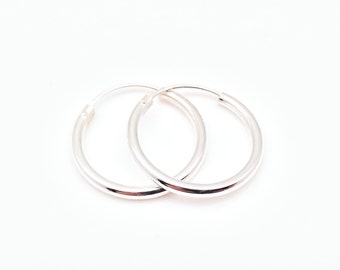 Small 16mm Endless Hoop Earrings - 16mm x 2mm Small Silver Hoops - Small Continuous Hoops - 16mm Sterling Silver Hoops - 16mm Endless Hoops