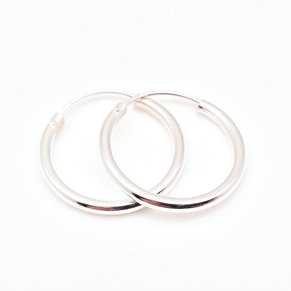 Small 16mm Endless Hoop Earrings - 16mm x 2mm Small Silver Hoops - Small Continuous Hoops - 16mm Sterling Silver Hoops - 16mm Endless Hoops