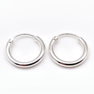 Small 12mm Endless Hoop Earrings - 12mm x 2mm Small Silver Hoops - Small Continuous Hoops - Sterling Silver Hoops - 12mm Endless Hoops