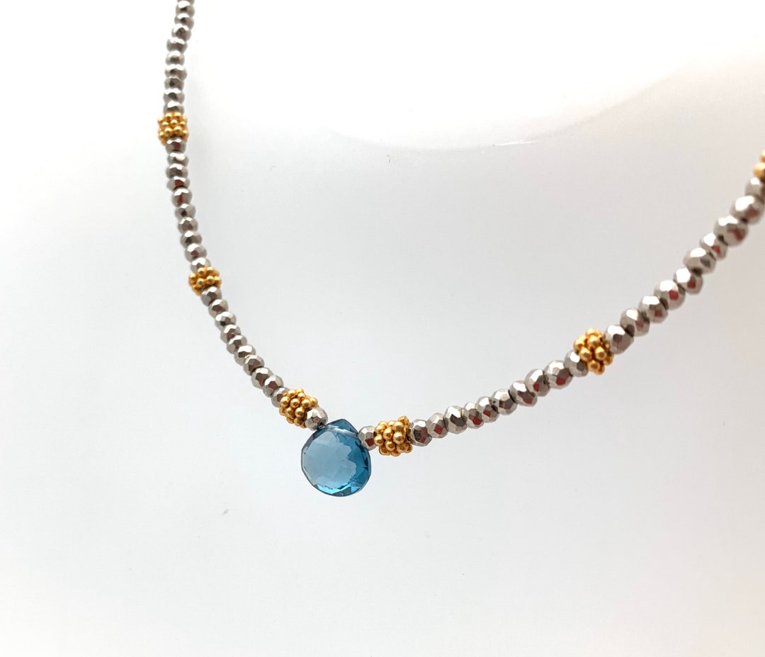 Blue Topaz Necklace // London Blue Topaz Gold Necklace With - Etsy