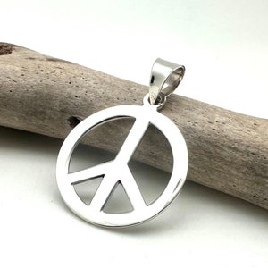 Peace Sign Silver Pendant 25mm / Peace Sign Pendant / Peace / 925 Silver