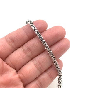 Handgjort 3 mm oxiderat sterlingsilver bysantinskt armband bild 5
