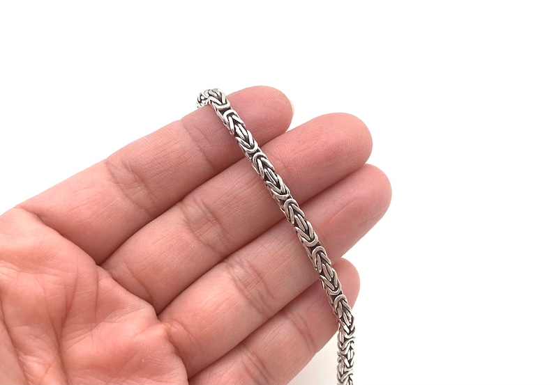 Handgjort 3 mm oxiderat sterlingsilver bysantinskt armband bild 5