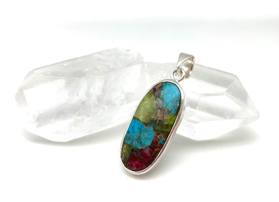 Pendentif En Turquoise Mohave Et Argent 925 (Arizona) - Pierre D'environ 25 Carats, Neuf Sans Emballage