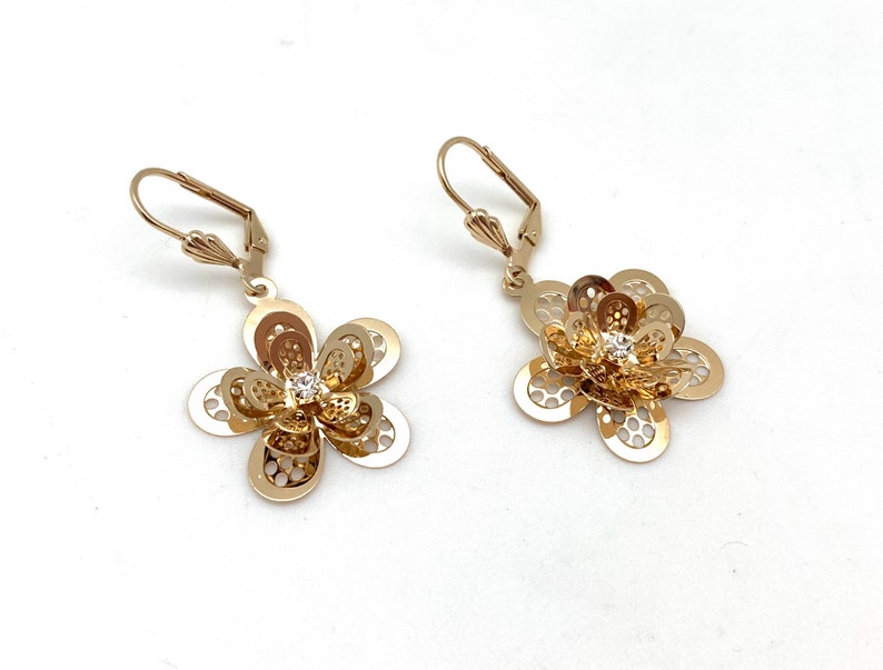 Gold Flower Earrings Gold Flower Cut Out Earrings lacy - Etsy