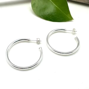 Srebrne kolczyki koła na sztyfcie - średnie 30 mm, 35 mm, duże 40 mm, koła na sztyfcie, lekkie