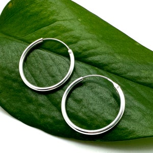 Medium 25mm Endless Hoop Earrings - Medium 25mm, 2mm Gage Silver Hoops - Continuous 25mm Sterling Silver Hoops - 925 Sterling