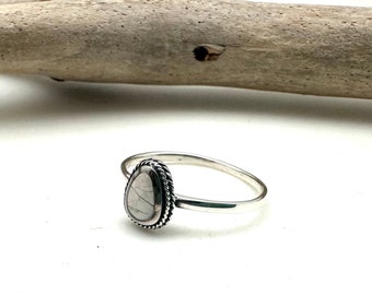 White Turquoise Silver Ring 5-10 / Buffalo Turquoise / 925 Sterling / Natural Turquoise