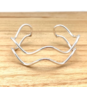 Silver Wave Cuff / Open Cuff Bracelet / Wavy Sterling Bangle / Silver Wave / Silver Wave Bracelet / Sterling Silver 925