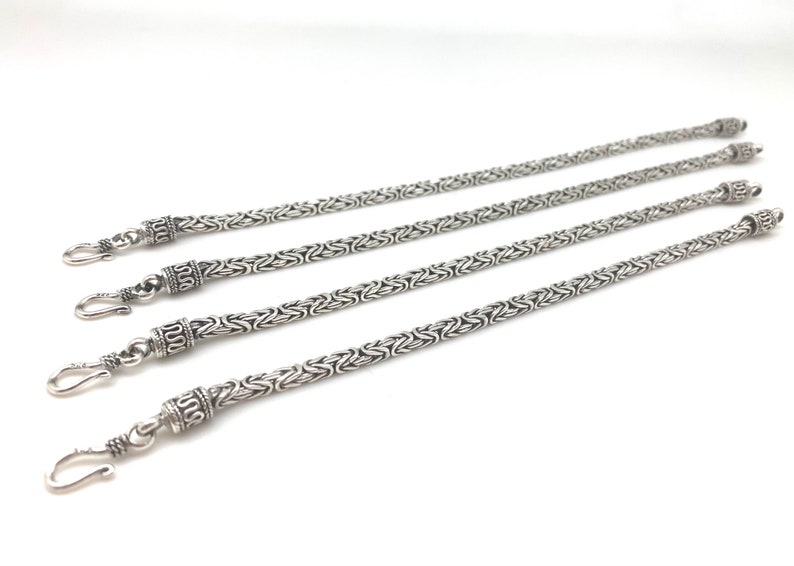 Handgjort 3 mm oxiderat sterlingsilver bysantinskt armband bild 8