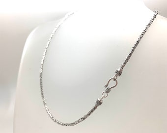 Silver Byzantine Necklace, Thin Bali Chain, Bohemian, Handmade