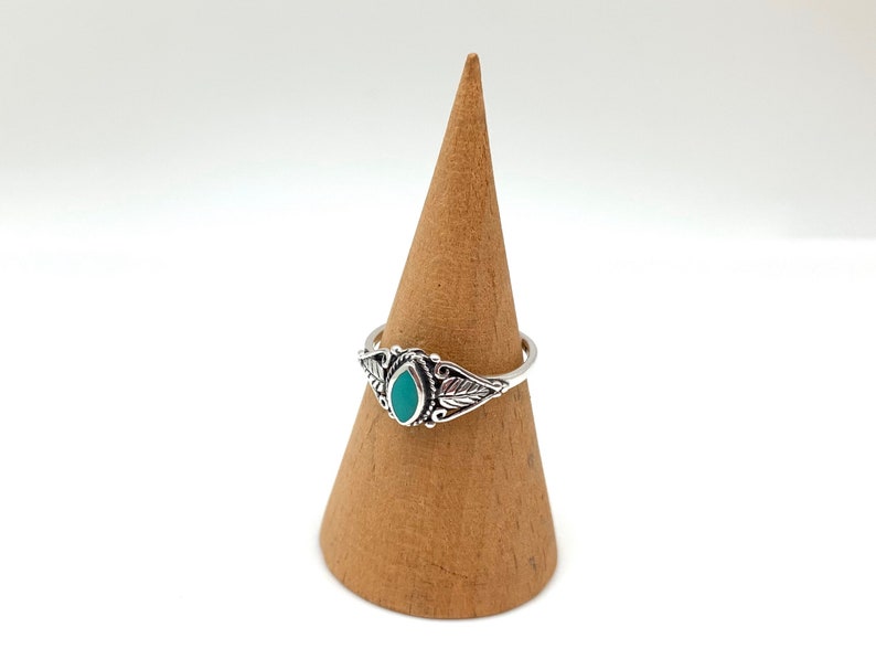 7 8 Turquoise Silver Ring Leaf Turquoise Ring Southwest Natural Turquoise Everyday Turquoise Ring for Women Size 5 10 6 9