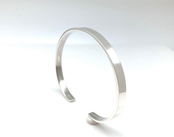 Simple Silver Cuff / Flat Sterling Bangle / Cigar Band