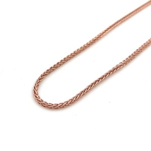 Rose Gold Wheat Chain 16&quot;, 18&quot;, 20” /Rose Gold 1.2mm Wheat Chain / Squared Wheat Chain / Rose Gold Necklace / Rose Gold plated Sterling