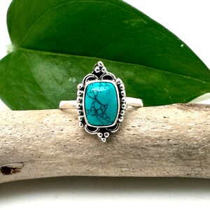 Turquoise Silver Ring 4-10 / Everyday Turquoise Ring / Natural Turquoise / Protective / 925 Sterling