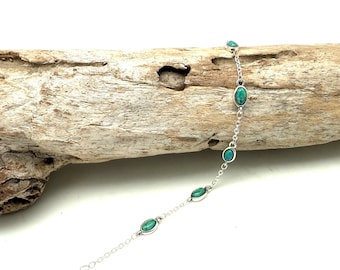 Elegant turkos armband: Sterling silver 925, XS 15-18 cm