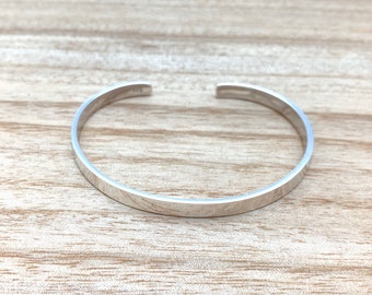 Simple Silver Cuff / Flat Sterling Bangle / 5mm Solid / Sterling