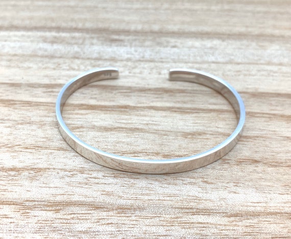 Simple Silver Cuff / Flat Sterling Bangle / 5mm Solid / Sterling