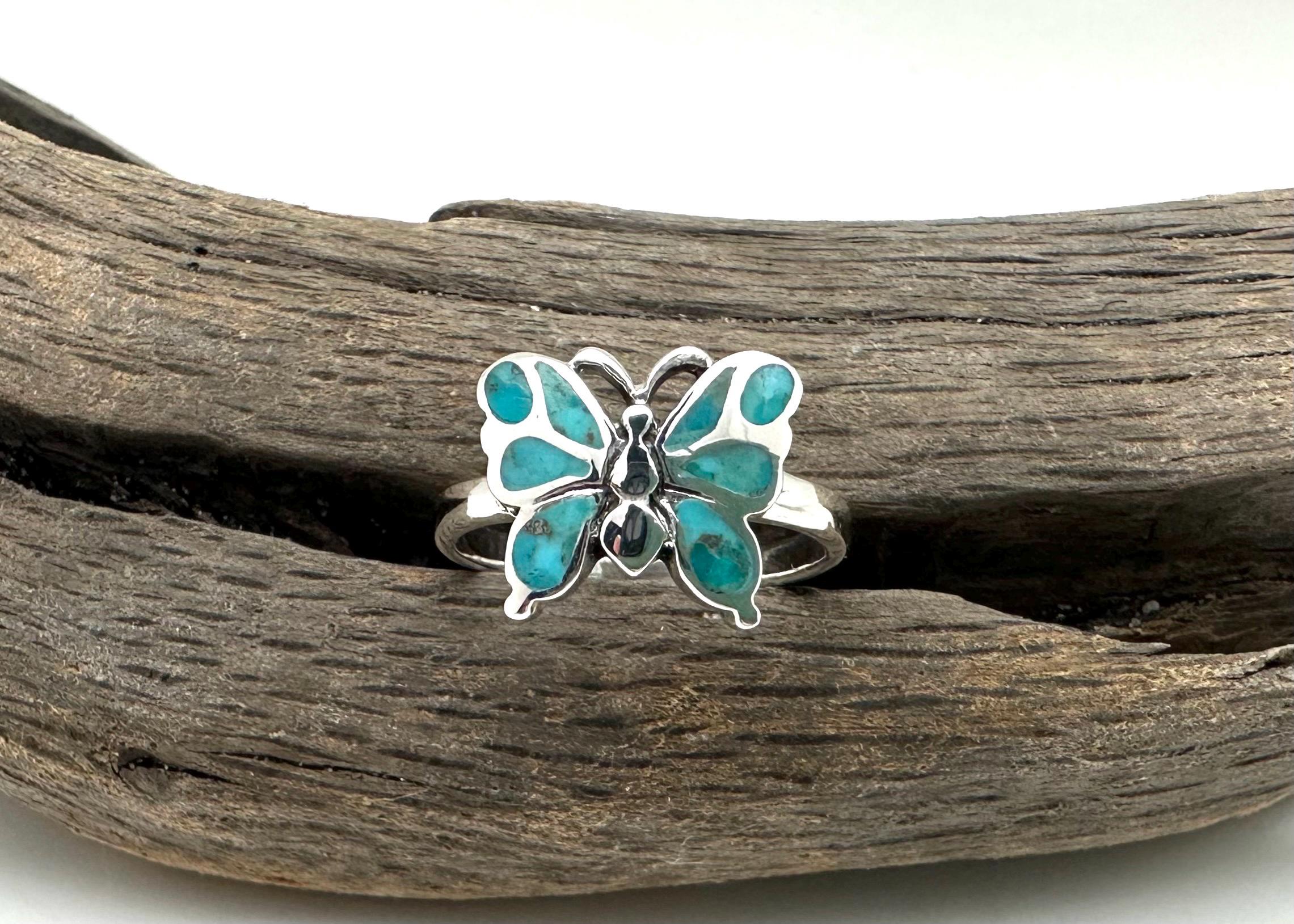 Butterfly Turquoise Sterling Silver Ring, Nature Lover Gift - Etsy