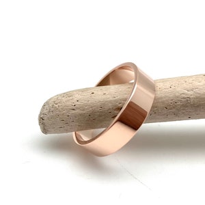 Rose Gold Cigar Ring 5mm / Rose Gold Plated Band / Simple 18K Rose Gold Plated Ring / 925 Sterling Silver / Size 3, 4, 5, 9, 10, 11, 12
