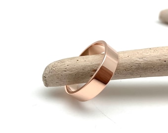Rose Gold Plated Cigar Ring, 925 Sterling Silver, 5mm Band