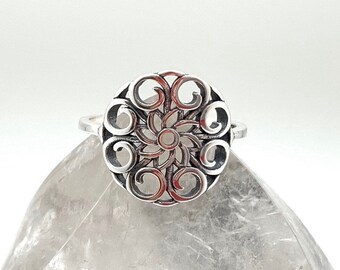 Flower Mandala Ring / Flower Circle of Life Ring / Peace / Harmony / Spiritual / Women's Ring / Silver 925 / Size 5, 6, 7, 8, 9, 10, 11, 12