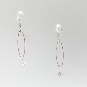 Herkimer Diamond Silver Earrings // Herkimer Diamond Oval Hoop Earrings // Herkimer Diamond // Organic Diamond // Sterling Silver // Light