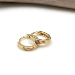 Gold Small Huggies Earrings - Gold 12mm x 2mm Huggies Hoops - Gold Hoops - 12mm Hoops - Gold Plated 925 Sterling
