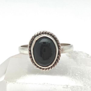 Black Onyx Star Silver Ring / Star Black Onyx Ring / Natural Onyx / Women&#39;s Onyx Ring / Size 5, 6, 7, 8, 9