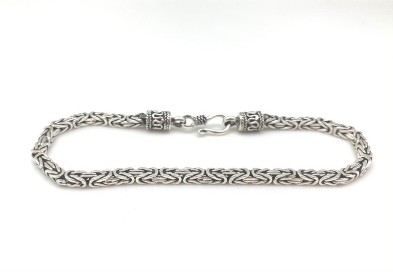 Handgjort 3 mm oxiderat sterlingsilver bysantinskt armband bild 3