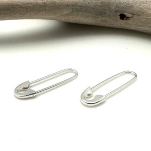 Enhebrador de pasador de seguridad de plata 25 mm / Pendientes de palo de plata / Pendientes de poste de palo / Pendientes caprichosos / Enhebrador / 925 Sterling