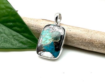 Sterling Silver Mexican Turquoise Mosaic Pendat/necklace, Blue