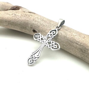 Silver Celtic Cross Pendant / Sterling Cross Necklace 30mm / Braided Cross 30mm Oxidized / Pendant / 925 Silver