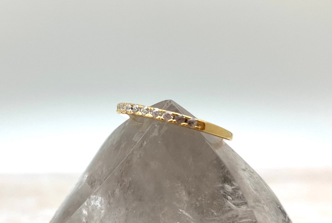 Gold Diamond CZ Eternity Band Ring Size 4 / Simple 18K Gold - Etsy