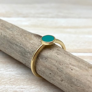 Gold Turquoise Simple Ring / Turquoise Gold Minimalist Ring / Mid Century Turquoise / 18K Gold Plated 925 Sterling / Size 5, 6, 7, 8, 9