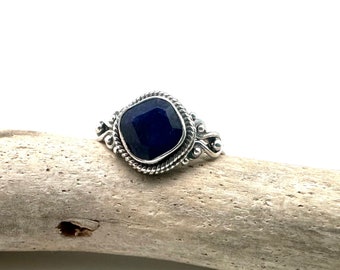 Sapphire Silver Ring 5, 7, 8, 9 / Blue Sapphire Sterling Ring / Natural Sapphire / September Birthstone / Blue / Everyday / 925