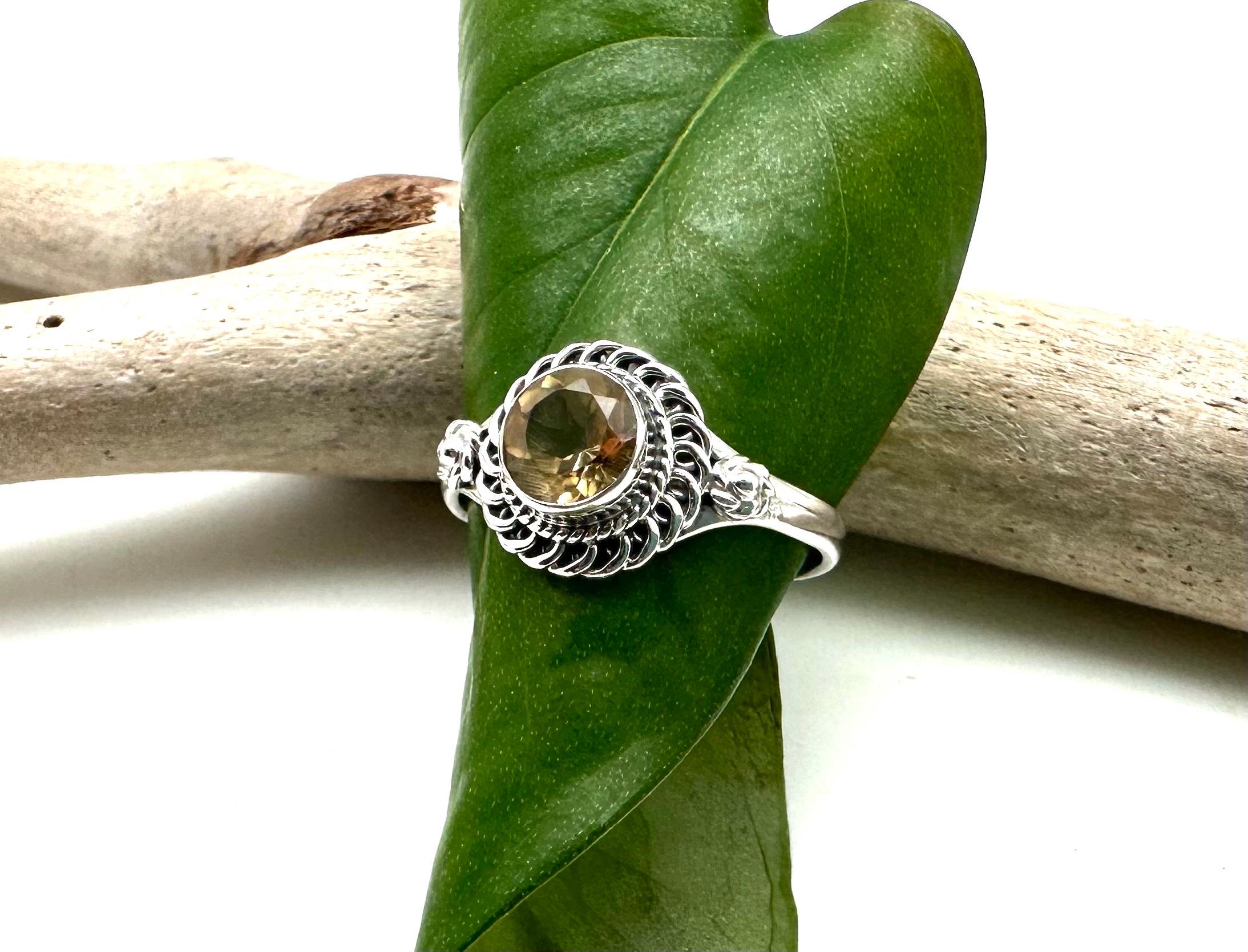 Citrine Silver Ring / Citrine Sun Ring / Natural Citrine / Quartz