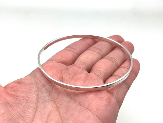 Solid Silver Bangle 7”/ Plain Flat 3mm Bangle / Simple Stacking