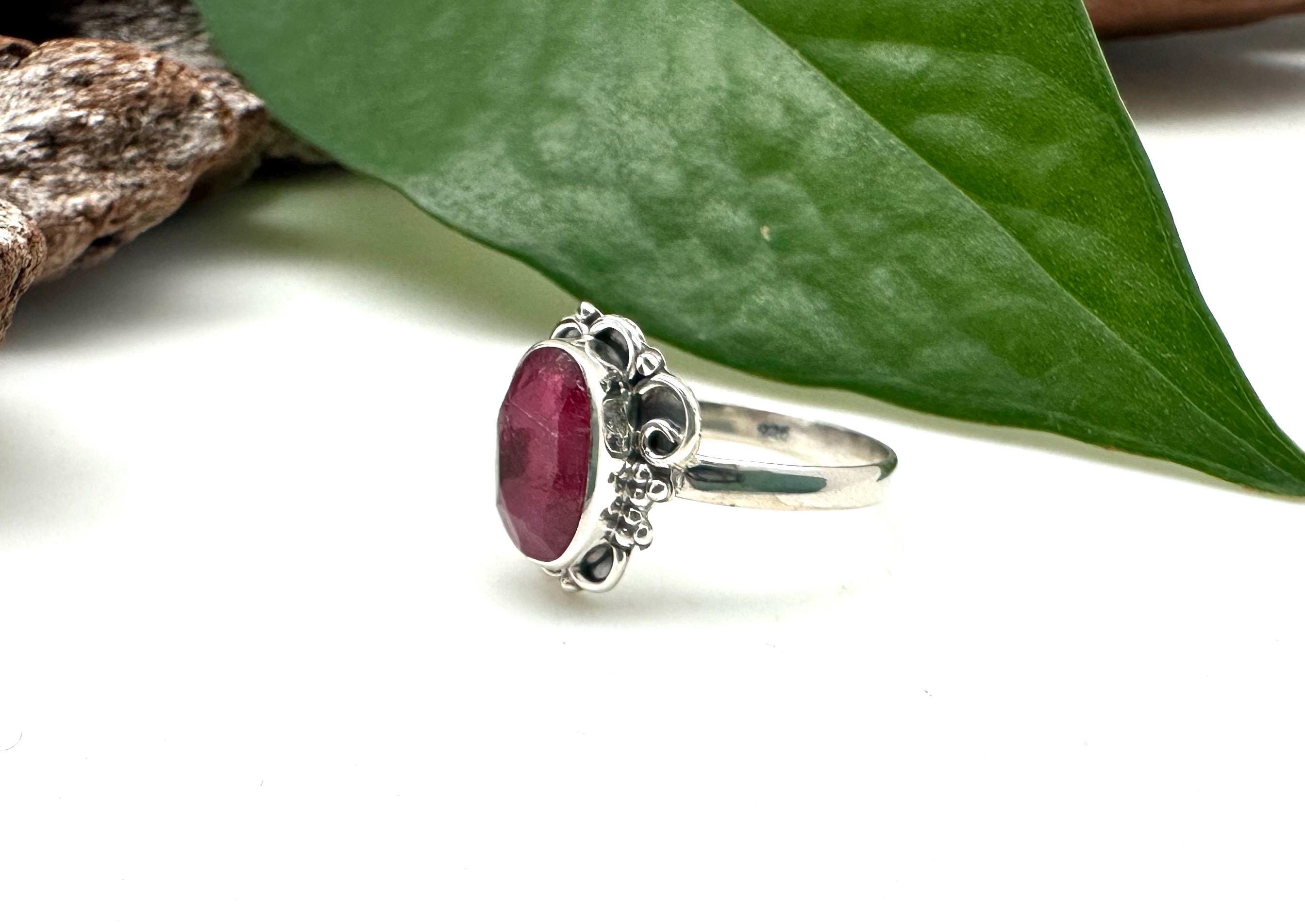 Ruby Silver Ring / Ruby Scroll Ring / Natural Ruby / July Birthstone ...