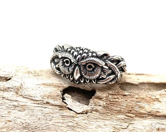 Owl Silver Ring 6-12 / Night Owl In the Tree Ring / Owl Ring Men and Women Ring / Sterling Silver 925