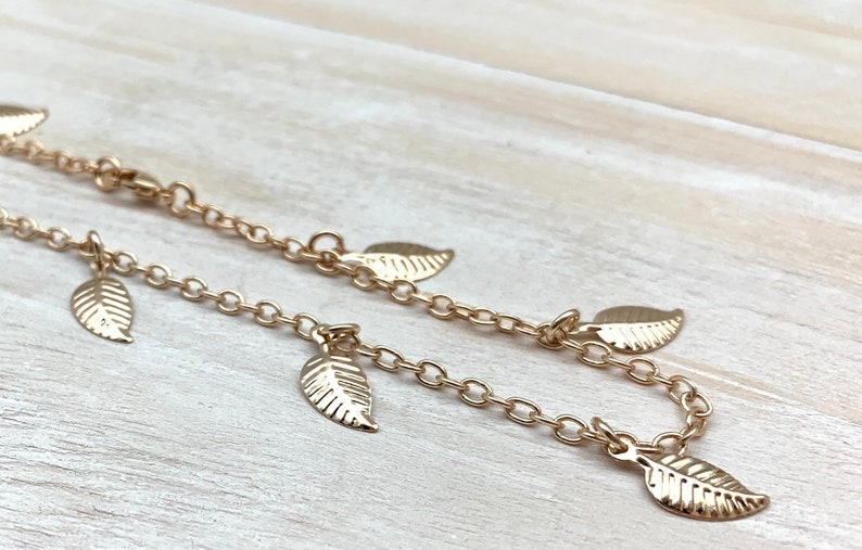 Gold Leaf Anklet Custom Length Gold fill Anklet Delicate Anklet Simple Gold Anklet Leaf Anklet Hypoallergenic Goldfill